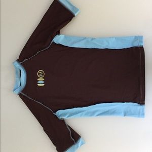 Sun Protection Rash Guard Brown Blue Women S